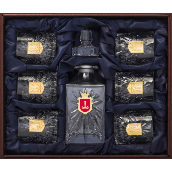 Подарунковий набір келихів для віскі з гербом Одеси та Тризубом