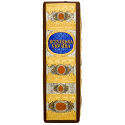 Подарункове видання киги "Козацька Україна" з ювелірним декором та сердоліковими печатками у дерев'яному футлірі