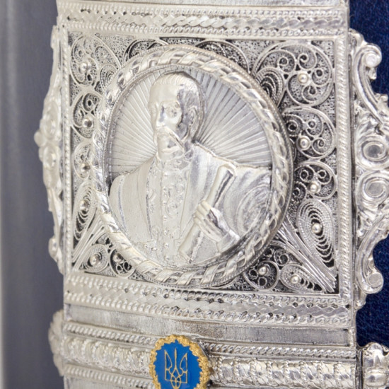 Подарунковий набір для міцних напоїв "Козачому роду нема переводу" (метал, сріблення, позолота, емалі. Кришталь виробництво RCR Cristalleria Italiana)