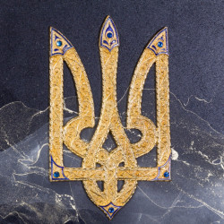 Авторське панно "Велич Київської Русі" (З посрібленими фігурами Володимира та Ольги, репліками монет, позолоченим, інкрустованим Тризубом)