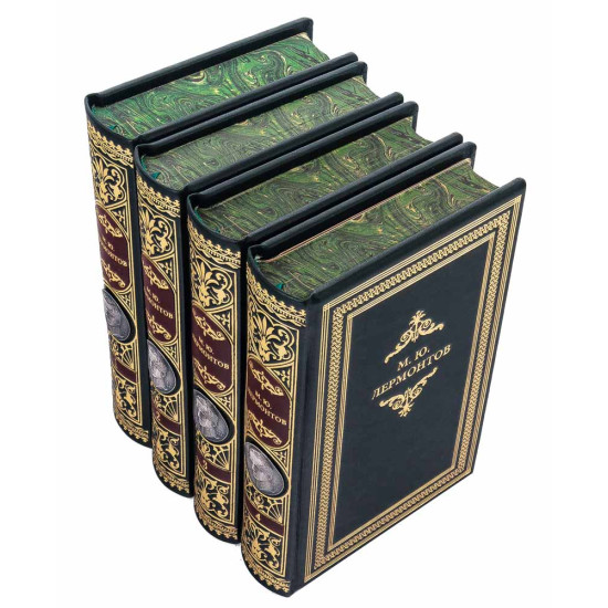 Зібрання творів М. Ю. Лермонтова у 4 томах у подарунковому оформленні з копією медалі на 150 - річчя поета