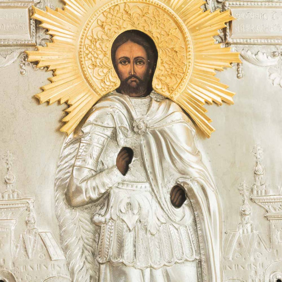 Ікона "Олександр Невський" (метал, сріблення, позолота)