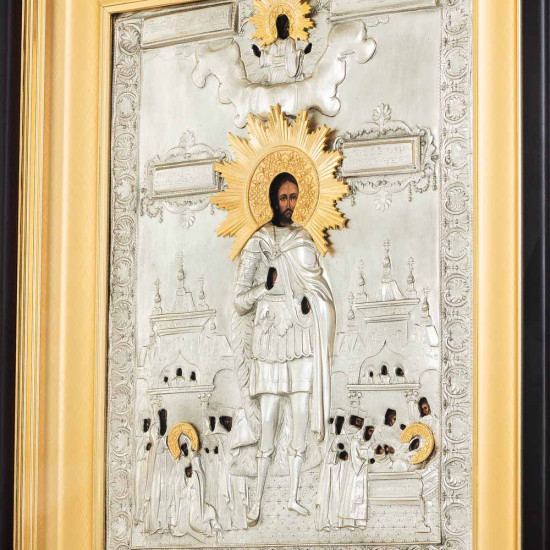 Ікона "Олександр Невський" (метал, сріблення, позолота)