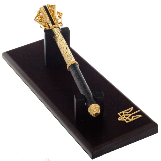 Кабінетний аксесуар "Пернач з Тризубом" з ювелірним декором (метал, позолота)
