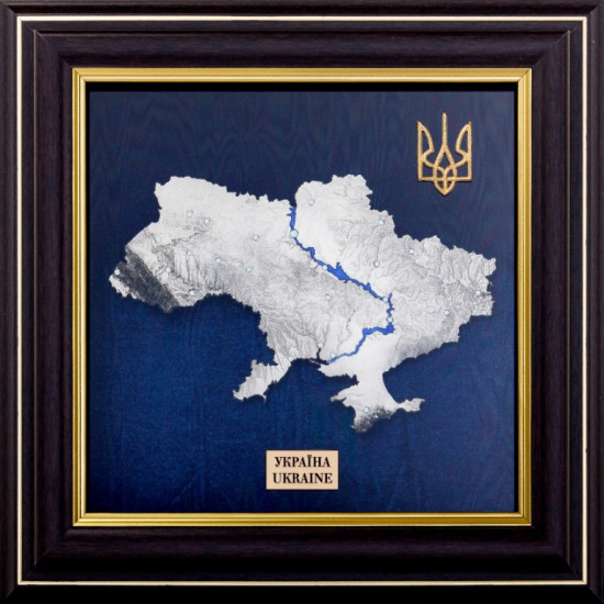 Колекційне панно "Карта України" (метал, сріблення, позолота, каміння Сваровські)