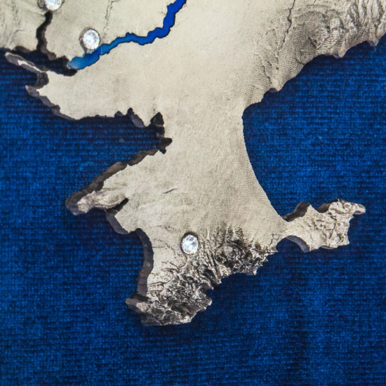 Колекційне панно "Карта України" (метал, сріблення, позолота, каміння Сваровські)