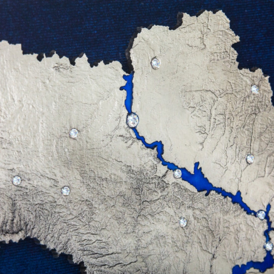 Колекційне панно "Карта України" (метал, сріблення, позолота, каміння Сваровські)