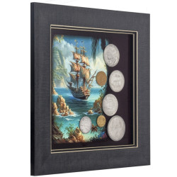 Картина на металі "Кораблі світу" з репліками та оригінальними монетами