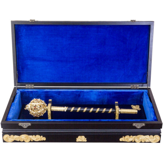 Булава з ювелірним декором та інкрустацією дорогоцінним камінням у подарунковому футлярі