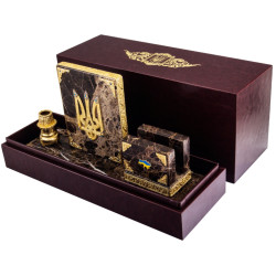 Настільний письмовий набір "Історична Україна" (мармур, метал, позолота, емалі, каміння)