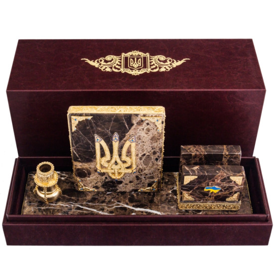 Настільний письмовий набір "Історична Україна" (мармур, метал, позолота, емалі, каміння)