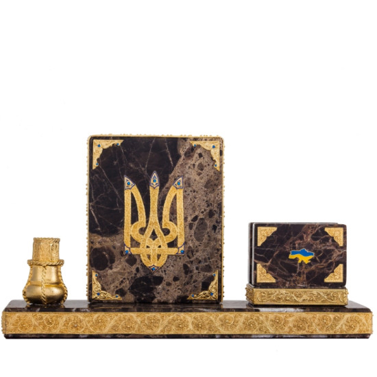 Настільний письмовий набір "Історична Україна" (мармур, метал, позолота, емалі, каміння)