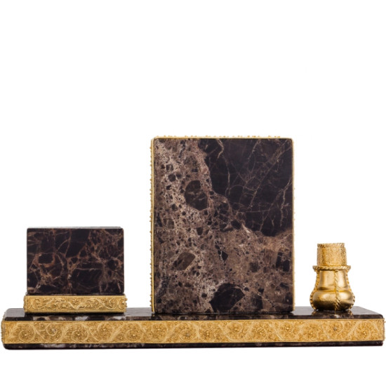 Настільний письмовий набір "Історична Україна" (мармур, метал, позолота, емалі, каміння)