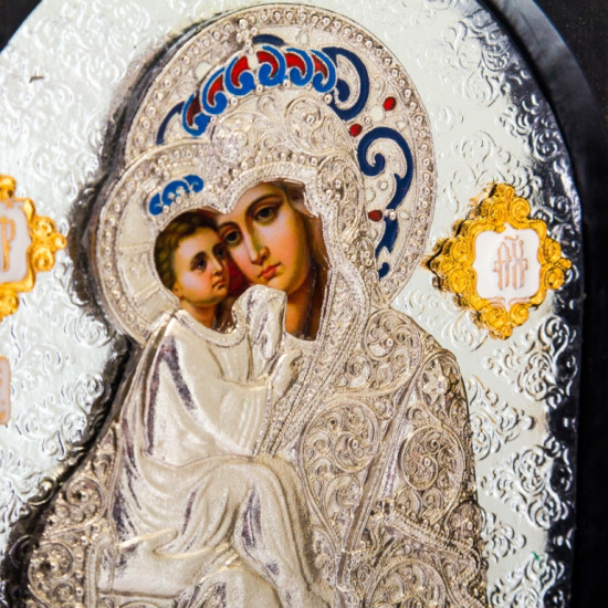 Складень «Богоматір Почаївська» (мідь, сріблення, позолота, емалі, каміння)