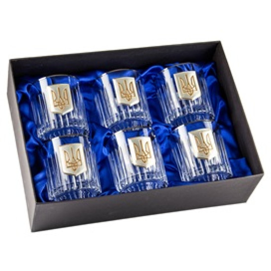 Набір "Тризуб", 6 келихів BOSS CRYSTAL, платина