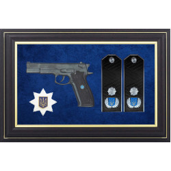 Сувенір "Пістолет Форт 14, знак Національної поліції України та погони генерала поліції 3-го рангу"
