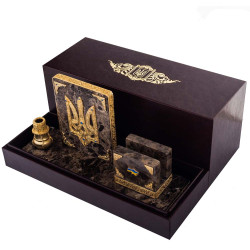 Письмовий настільний набір "Україна" з ювелірним декором (позолота, каміння, емалі)