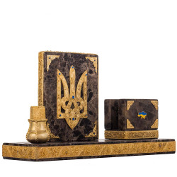 Письмовий настільний набір "Україна" з ювелірним декором (позолота, каміння, емалі)