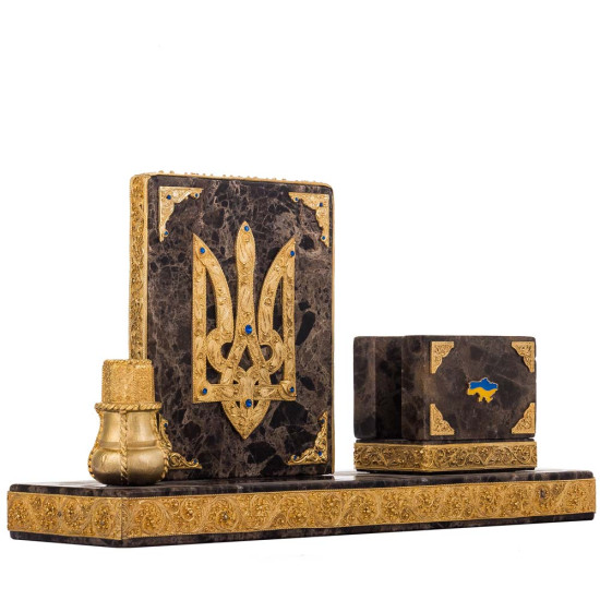 Письмовий настільний набір "Україна" з ювелірним декором (позолота, каміння, емалі)