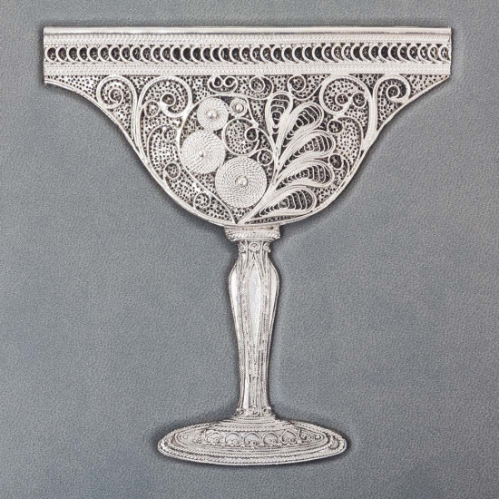 Подарункове видання "Чаша мудрості" (притчі) з посрібленою чашею, виплетеною ювелірами зі скані