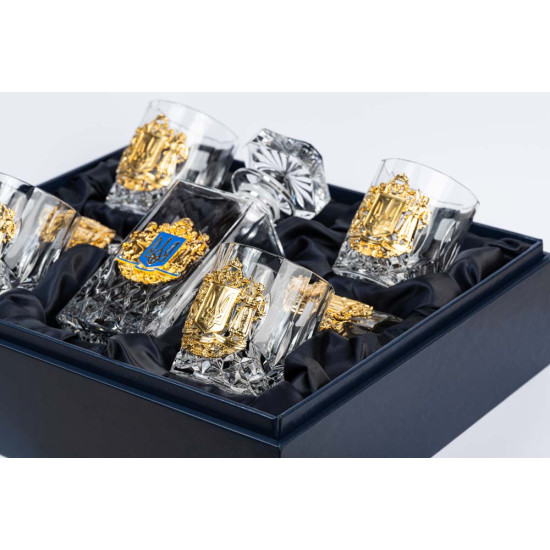 Подарунковий набір "Тризуб" з кришталю та металу