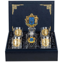 Подарунковий набір "Тризуб" з кришталю та металу