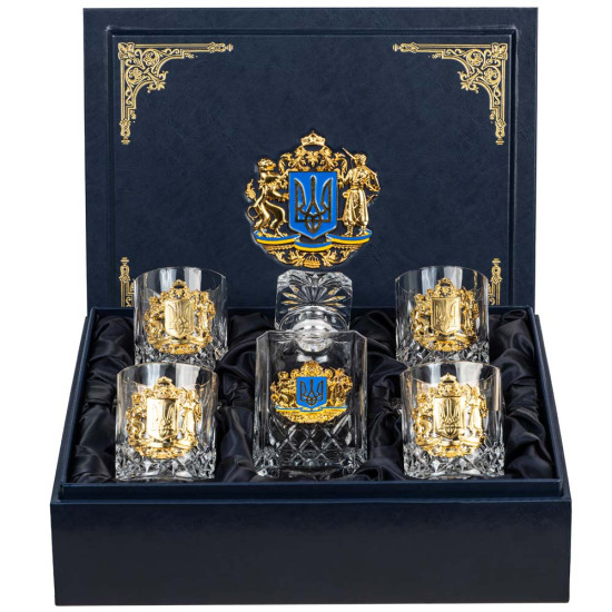 Подарунковий набір "Тризуб" з кришталю та металу