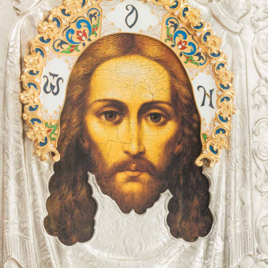 Ікона "Спас Нерукотворний" (мідь, сріблення, позолота, емалі)