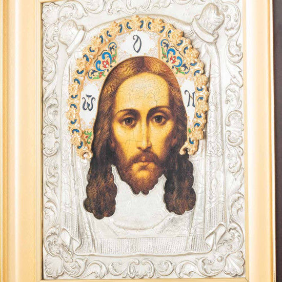 Ікона "Спас Нерукотворний" (мідь, сріблення, позолота, емалі)