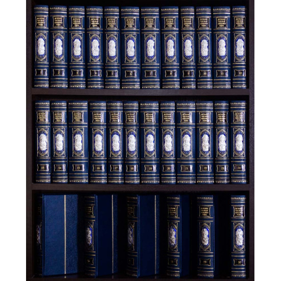  Історична бібліотека в 30 томах в шкірі з посрібненими накладками в емалях