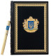 Подарунок  "Тижневик з Державним Гербом України та ручкою TENSO з ювелірною мініатюрою" (метал, позолота, емалі)