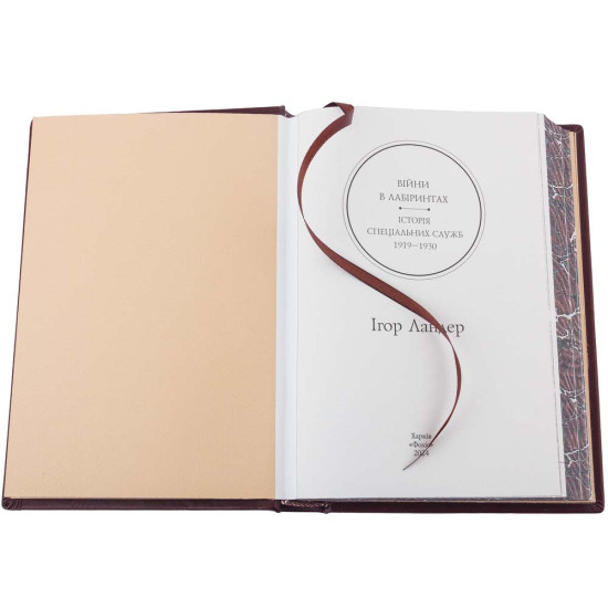 Подарункове видання «Війни в лабіринтах. Історія спеціальних служб. 1919—1930» у шкіряних палітурках з картиною на металі