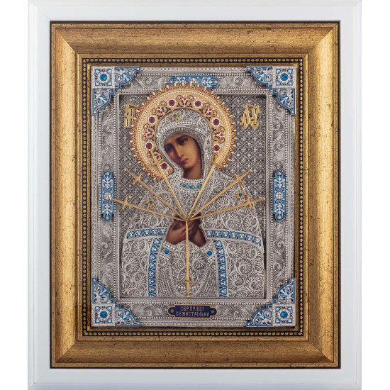 Ікона Божої Матері «Семистрільна» (позолота, сріблення, каміння, емалі)