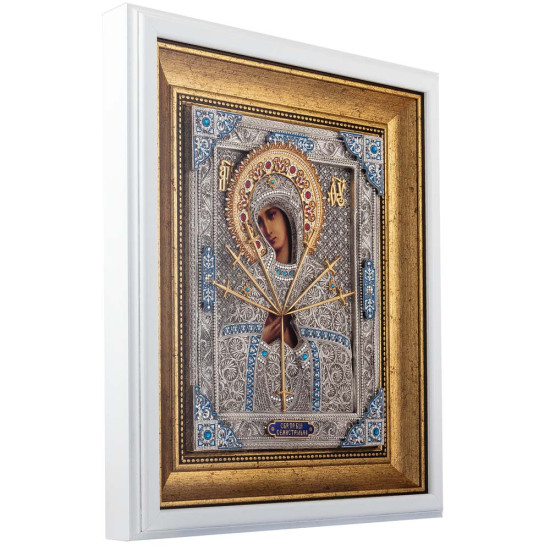 Ікона Божої Матері «Семистрільна» (позолота, сріблення, каміння, емалі)