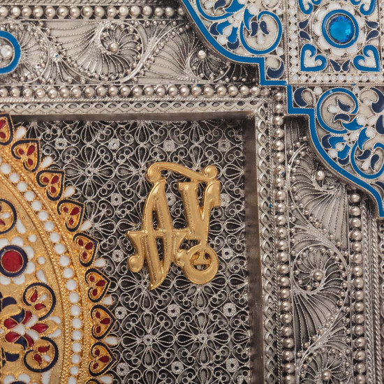 Ікона Божої Матері «Семистрільна» (позолота, сріблення, каміння, емалі)