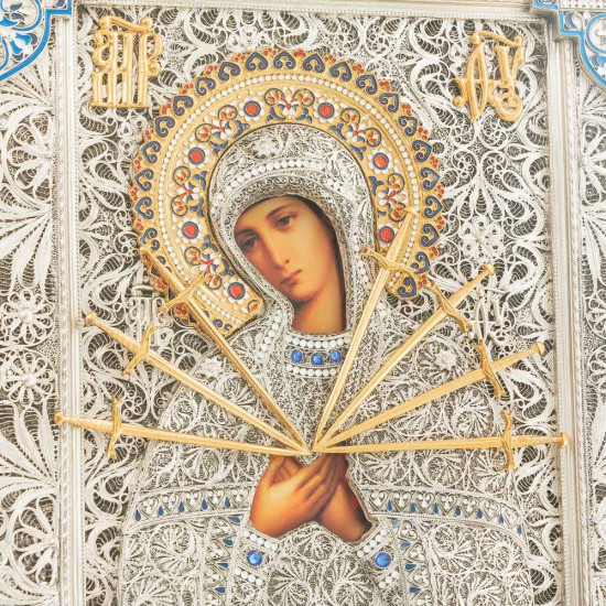 Семистрільна ікона Божої Матері з ювелірним декором