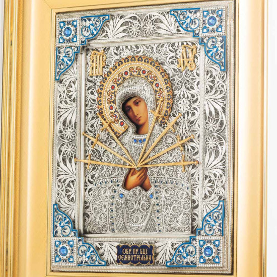 Семистрільна ікона Божої Матері з ювелірним декором