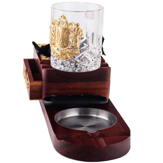 Подарунковий набір для віскі з коробкою для сигар "Тризуб"