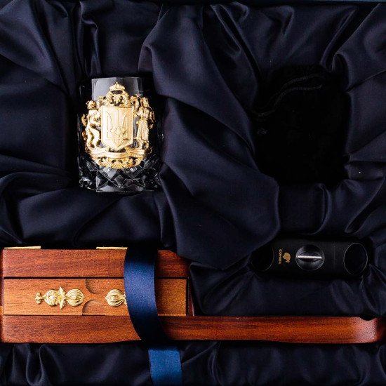 Подарунковий набір для віскі з коробкою для сигар "Тризуб"