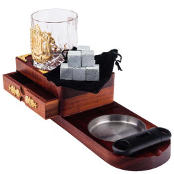 Подарунковий набір для віскі з коробкою для сигар "Тризуб"