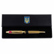 Подарунок "Ручка з мініатюрою емблеми Збройних сил України" (ручка TENSO з ювелірною мініатюрою, футляр з металевими емблемами)