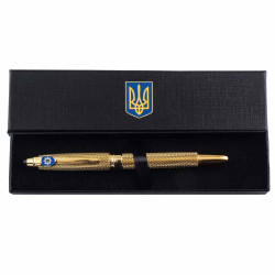   Подарунок "Ручка з мініатюрою емблеми Національної поліції України" (ручка TENSO з ювелірною мініатюрою, футляр з металевими емблемами)