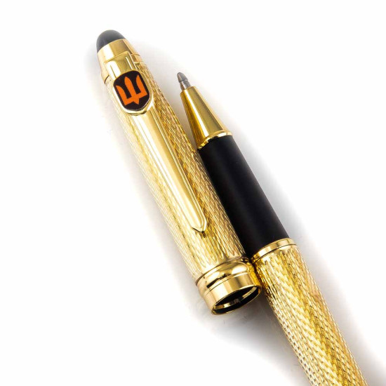 Подарунок "Ручка з мініатюрою емблеми Збройних сил України" (ручка TENSO з ювелірною мініатюрою, футляр з металевими емблемами)