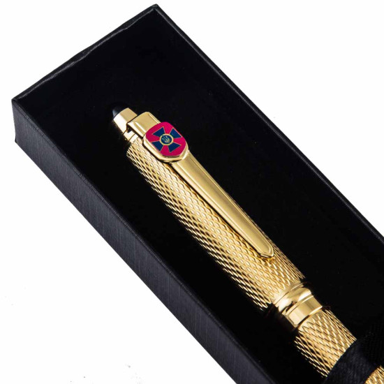 Подарунок "Ручка з мініатюрою емблеми Служба безпеки України" (ручка TENSO з ювелірною мініатюрою, футляр з металевими емблемами)