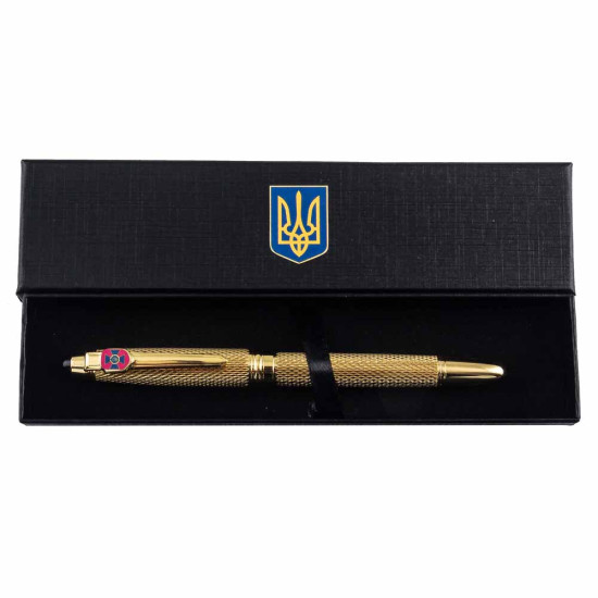 Подарунок "Ручка з мініатюрою емблеми Служба безпеки України" (ручка TENSO з ювелірною мініатюрою, футляр з металевими емблемами)
