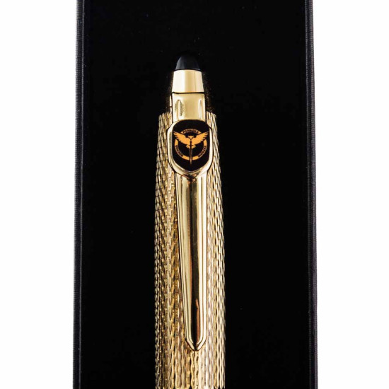 Подарунок "Ручка з емблемою "Воєнна розвідка України" (ручка TENSO з ювелірною мініатюрою, футляр з металевими емблемами)