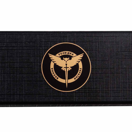 Подарунок "Ручка з емблемою "Воєнна розвідка України" (ручка TENSO з ювелірною мініатюрою, футляр з металевими емблемами)