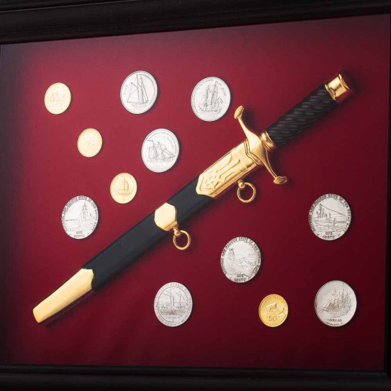 Подарунковий набір «Кортик та кораблі» з репліками кортика та колекційних монет.