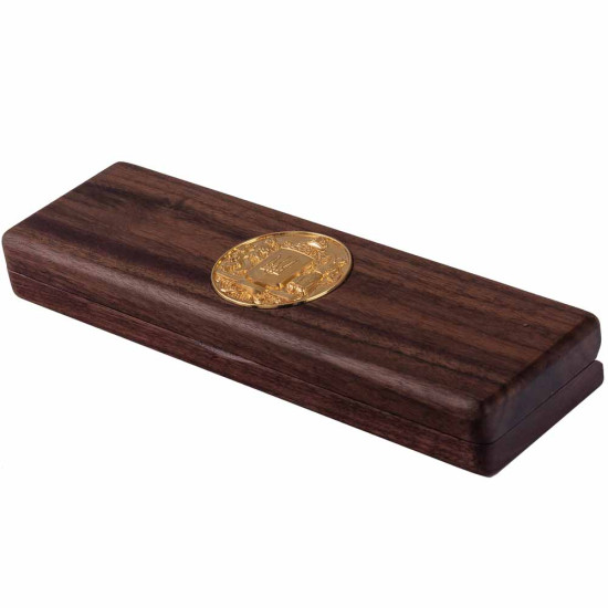 Подарунок "Ручка з мініатюрою "Український Тризуб" (ручка TENSO з ювелірною мініатюрою, футляр з позолоченим Гербом)