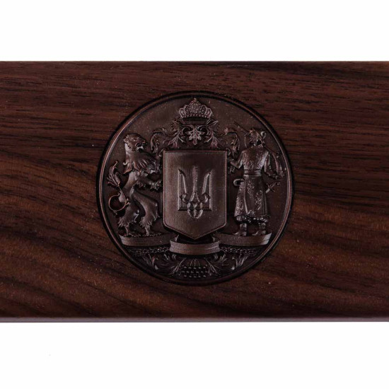 Подарунок "Ручка з мініатюрою "Український Тризуб" (ручка TENSO з ювелірною мініатюрою, футляр з мідним Гербом)